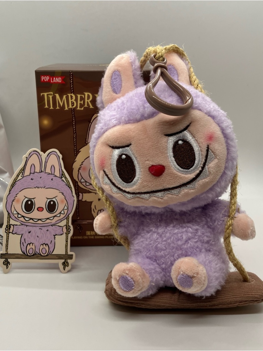 PINK Pop Mart Pop Land Exclusive Timber Workshop Labubu Plush on Swing
